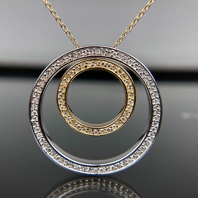 Effy BH 14k Gelb & Weißgold Diamant Kreis Ewigkeit Anhänger mit 18'' Halskette