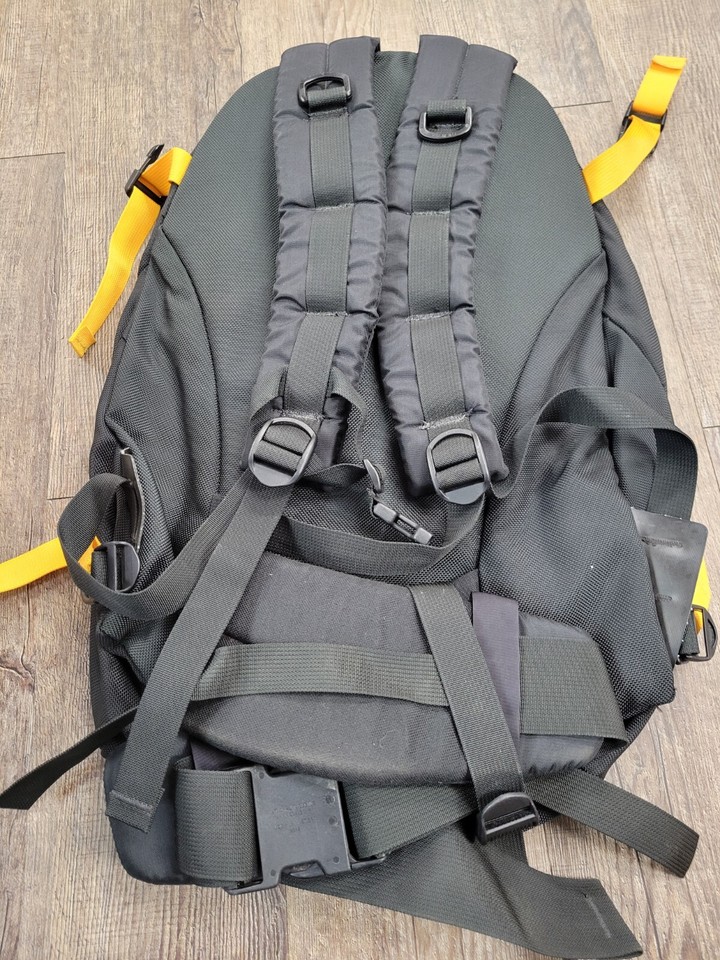 Vintage 1990s Black Yellow Hiking Camp Backpack 20" top to bottom eBay
