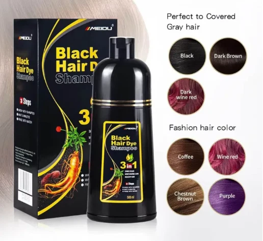 Champú de color de tinte instantáneo permanente para cabello natural aceite de oliva/cococo esencia teñido Foto 2 de 4
