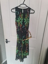Tropical holiday diphem highlow midi black dress size 8
