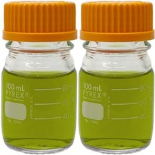 PYREX 1395-100, 100ml Round Media Storage Bottle w/ GL45 Screw Cap (Pack of 2)