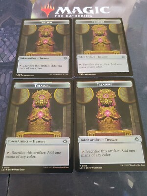 Mtg. 4x Treasure Double-Sided Tokens. Foil. #18. Lost Caverns Of Ixalan. Nm
