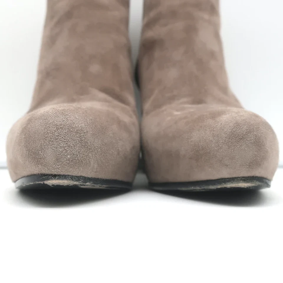Prada Ankle Boots Taupe Suede Size 35 Hidden Platform Booties - Image 4 of 4