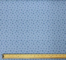 Blue Cotton Patchwork Fabric Forget-Me-Not Lane Cottage Core Floral and Fungi