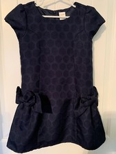 Gymboree Girls Navy "Holiday Shine" Sparkle Dot Bow Dress-Size 5