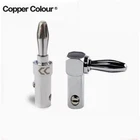 Pure Copper Rhodium Plated Bent Right Angle Banana Hair Burning Banana Plugs