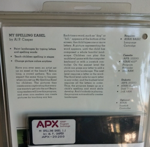 My Spelling Easel; Atari 400/800/XL/XE; Disk w/manual APX-20200; Plastic cover - Picture 2 of 2