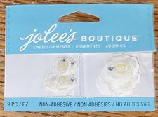 RARE Jolees Mini White Roses Flowers Gems Buds Garden 3D Scrapbook Non-Adhesive