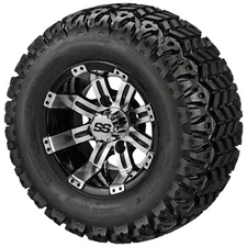 (4) Golf Cart 20x10-10 Sierra Sport Tires on 10x7 Black/Machined Tempest Wheels