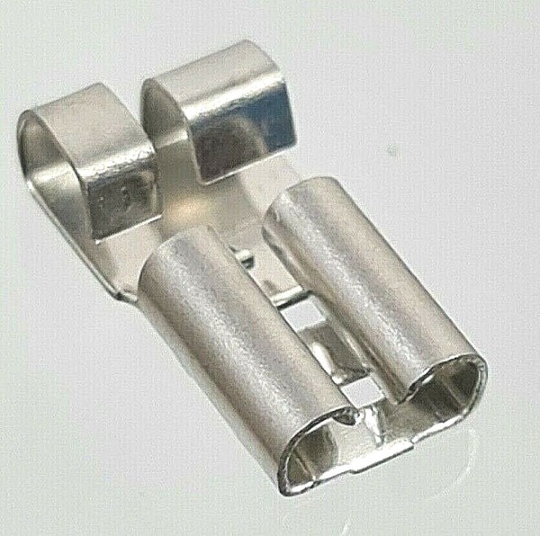 10X 6,3 Kabelschuhe 90° Abgewinkelt 6,35 Stecker Winkel SteckhüLsen Kurz Crimp-image