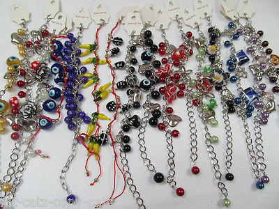 10x MODESCHMUCK DAMEN MÄDCHEN GLAS CHARM BLUMEN ARMBÄNDER GESCHENKE UK VERKÄUFER
