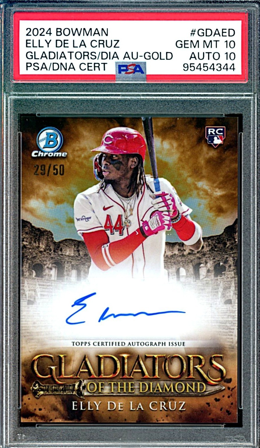 2024 Bowman Chrome Elly De La Cruz Gladiators Gold Auto Rookie #29/50 PSA 10