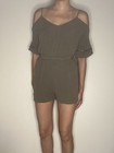 Cotton On Boho Festival Green Off Shoulder Crochet Romper Playsuit US XS  — photo 3