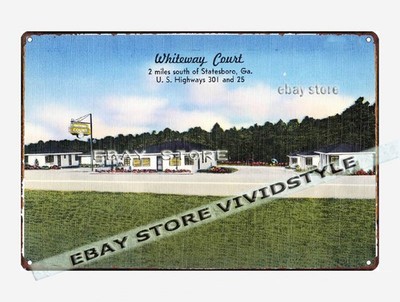 tin sign 1930s-40s Whiteway Court Statesboro Georgia color plaque