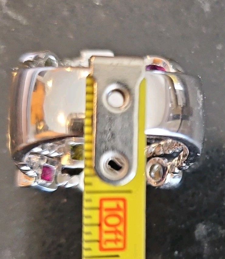 Big Statement Unique Silver Tone Multicolor Stone… - image 10