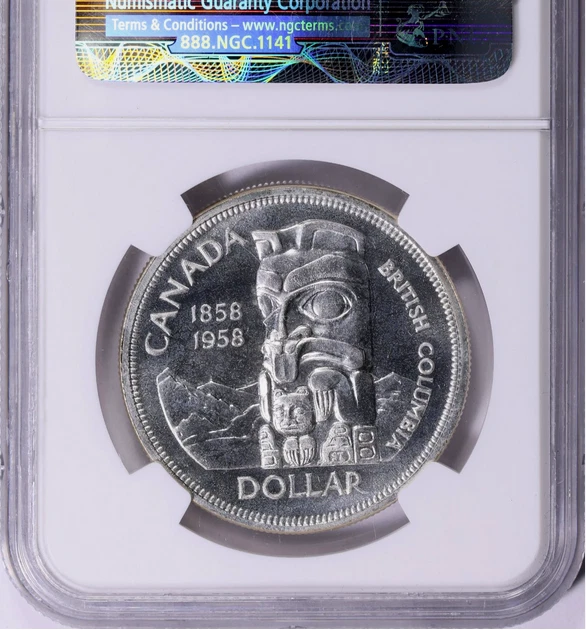 :1958 S1$ TOTEM DOLLAR ELIZABETH CANADA NGC PL67 (SEMI-CAM) RARE R6 HIGH GRADES