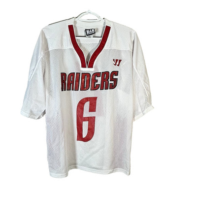 Warrior Mens Lacrosse Jersey Raiders #6 White Red Large Athletic Mesh