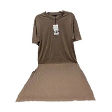 Zara T-Shirt Dress Brown/Beige Long Casual Side Slit Summer Dress, Size M, 40”L