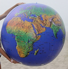 36" Inflatable Dark Blue Topographical Earth Globe - Earthball - Beach Ball
