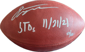 JONATHAN TAYLOR Autographed "5 TD's" Duke Metallic Colts Football FANATICS LE 28