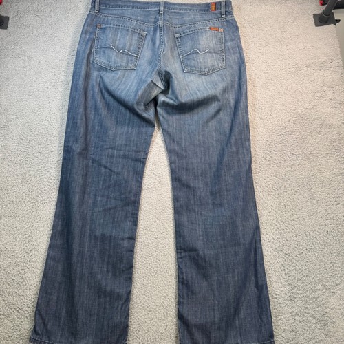 7 For All Mankind Relaxed Mens Jeans 38x34 Blue Medium Wash Made in USA - Picture 8 of 11
