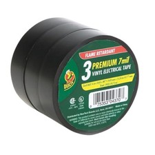 Duck Brand 3 Pack Black Electrical Tape 34 Inch x 50 Feet Flame Retardant