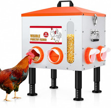 55 Lbs Large Capacity Chicken Feeder, 8-Port Rat Proof Chicken Feeder with Windo