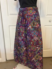 Sz Small Vintage 70s Quilted Groovy Bohemian Hippie Paisley Long Skirt
