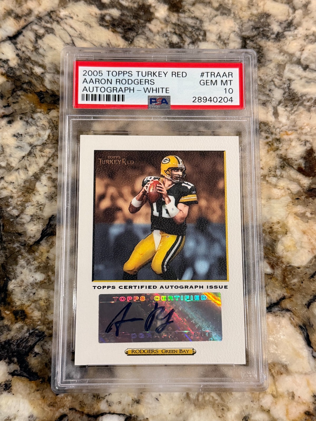 Aaron Rodgers Rookie RC Auto 2005 Topps Turkey Red White #TRAAR PSA 10 POP 2 !!!