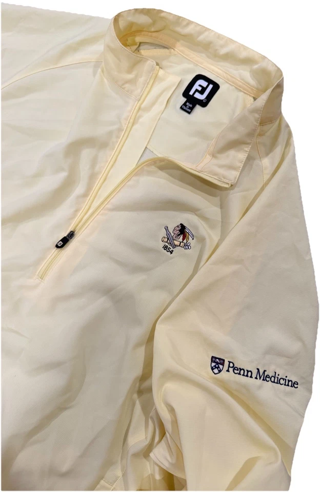 Footjoy Windbreaker Jacket Mens Large Yellow Windshirt Golf 1/4 Zip Pullover - Image 4 of 4