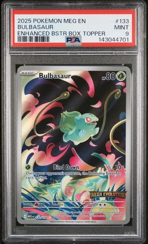 2025 POKEMON MEG EN-MEGA EVOLUTION ENHANCED BOOSTER BOX TOPPER BULBASAUR PSA 9