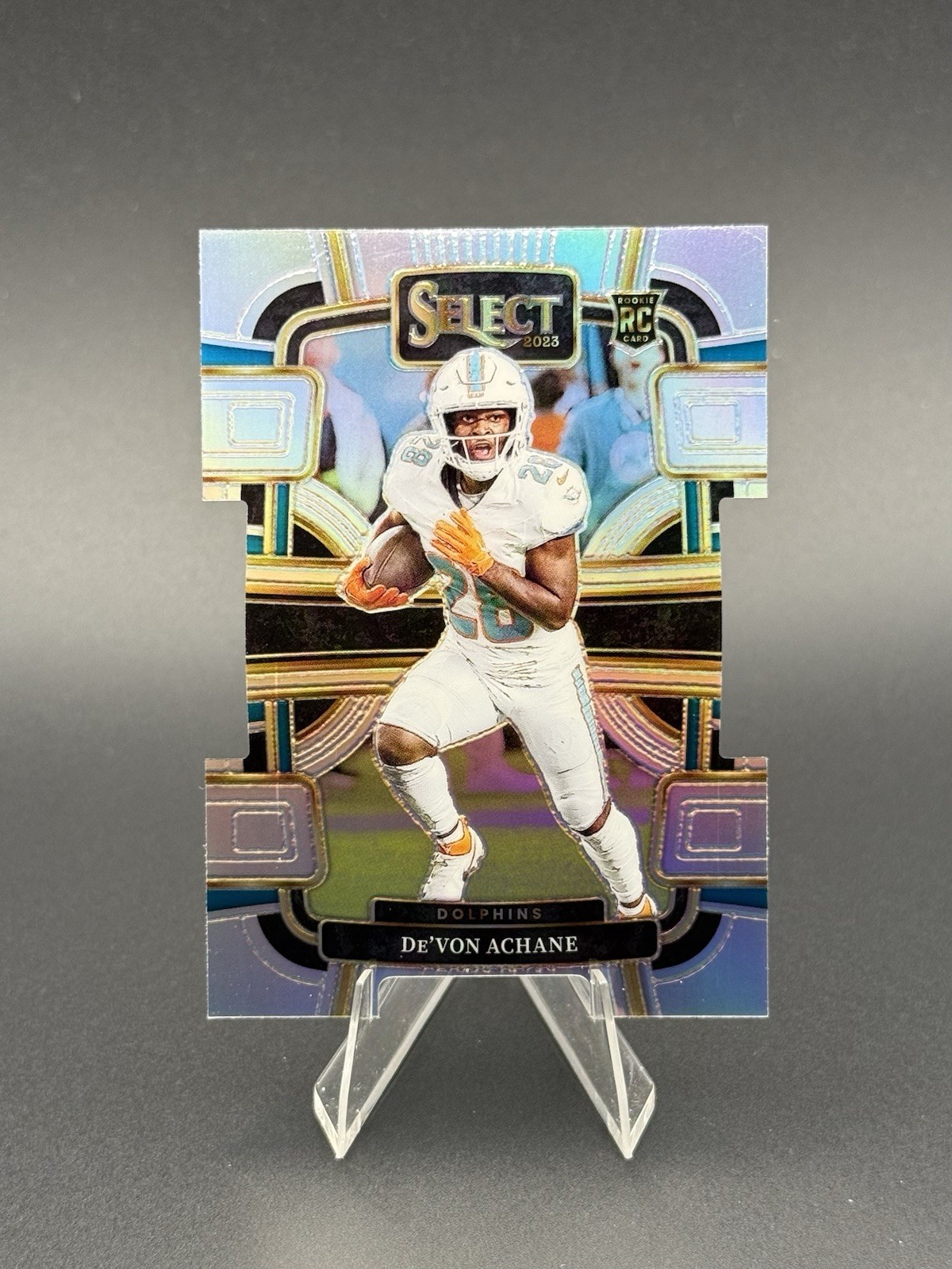De'Von Achane Panini Select #63 Silver Die Cut