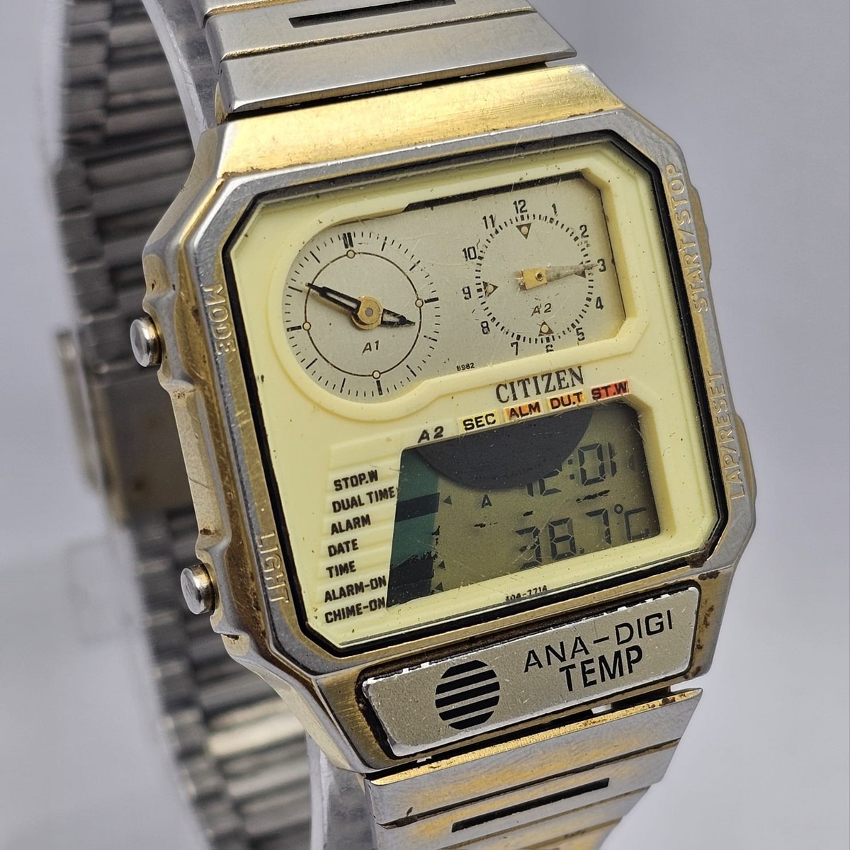 イヤシロチ Citizen 8986-087089 Y Ana-Digi Alarm Chronograph Vintage Men's