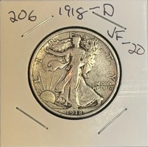 1918-D VF Walking Liberty Half Dollar