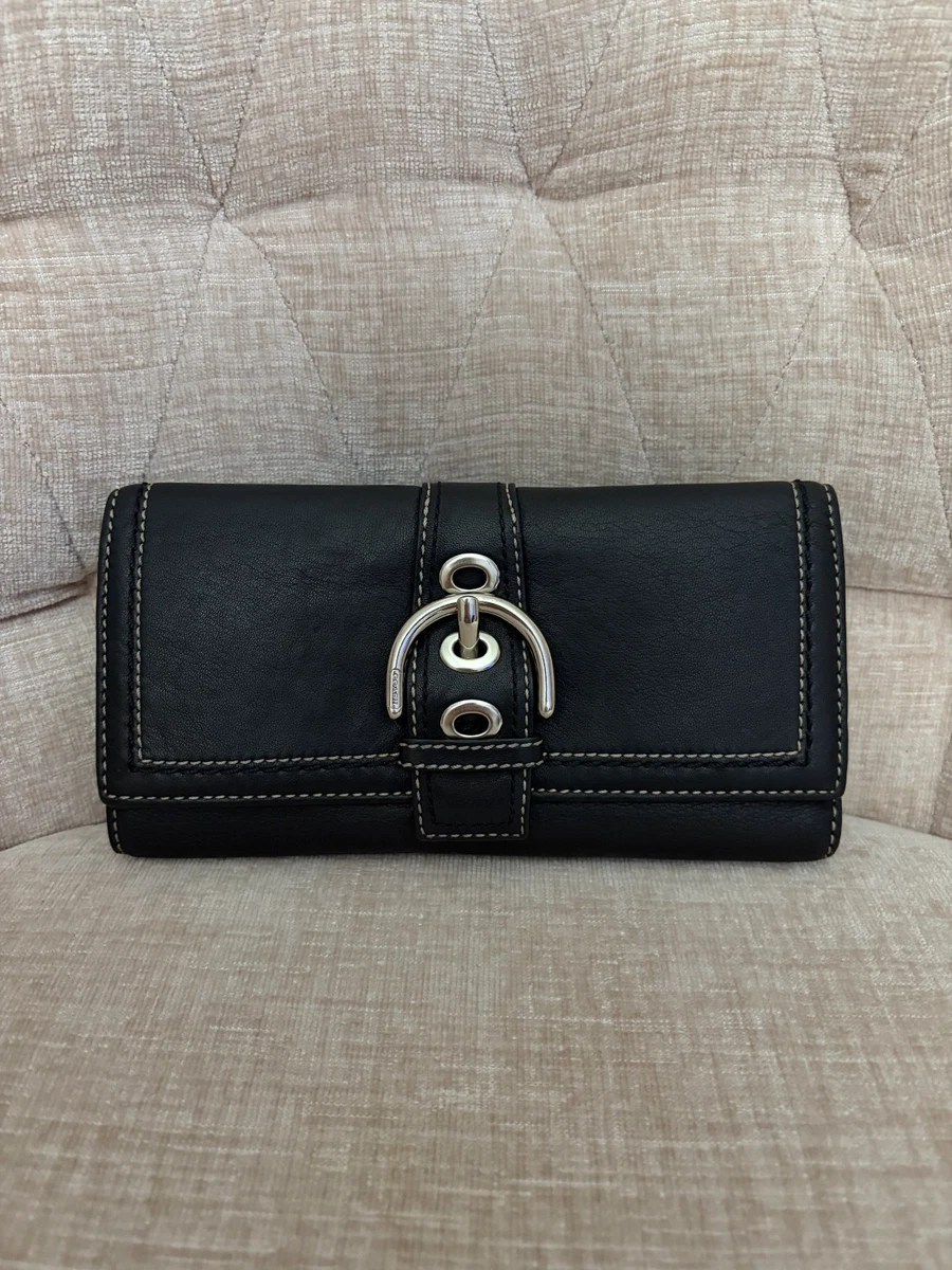 小物 Old COACH Leather Long Wallet Black Snap 小物 Old COACH
