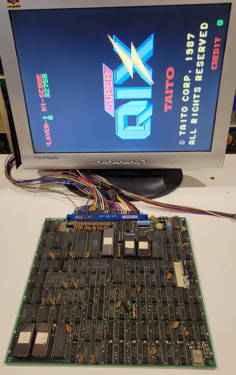 アーケード基盤　スーパーQIX　インスト付き Super Qix Arcade PCB - Original Taito - JAMMA - FREE SHIPPING
