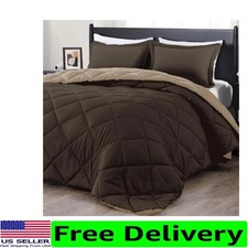 Machine Washable Full Size Comforter Set - Elegant Brown/Tan, Cozy  Stylish