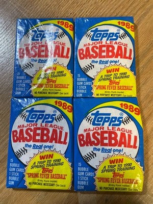 1989 Topps Lot of 4 Unopened Wax Packs - 15 Cards per Pack