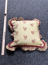 Square Red and Gold Chicken Pillow 2