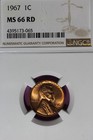 1967 NGC 1C MS66RD LINCOLN MEMORIAL CENT #B52490 — photo 1