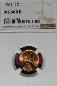 1967 NGC 1C MS66RD LINCOLN MEMORIAL CENT #B52490
