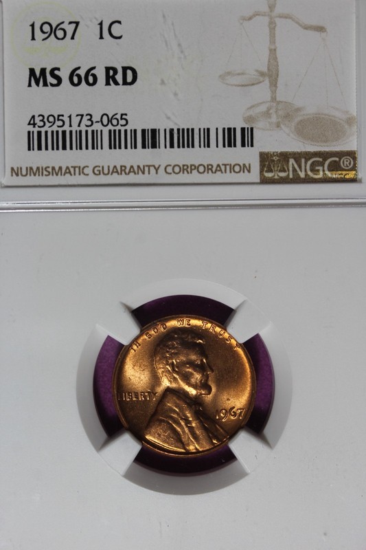 1967 NGC 1C MS66RD LINCOLN MEMORIAL CENT #B52490