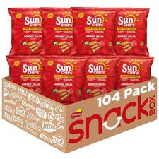 SunChips 100 Whole Grain Chips, Garden Salsa, 1 oz Bags, Pack of 104, No