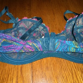 Aubade Cura Embroidered Underwired Balcony Bra 34 C Teal