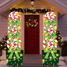 2 Pcs Christmas Candy LED Lighted Yard Stake Outdoor Sign Christmas Lawn Stak...