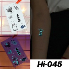 Music Festival Decoration Blue Luminous Tattoo Sticker Body Art Luminous    