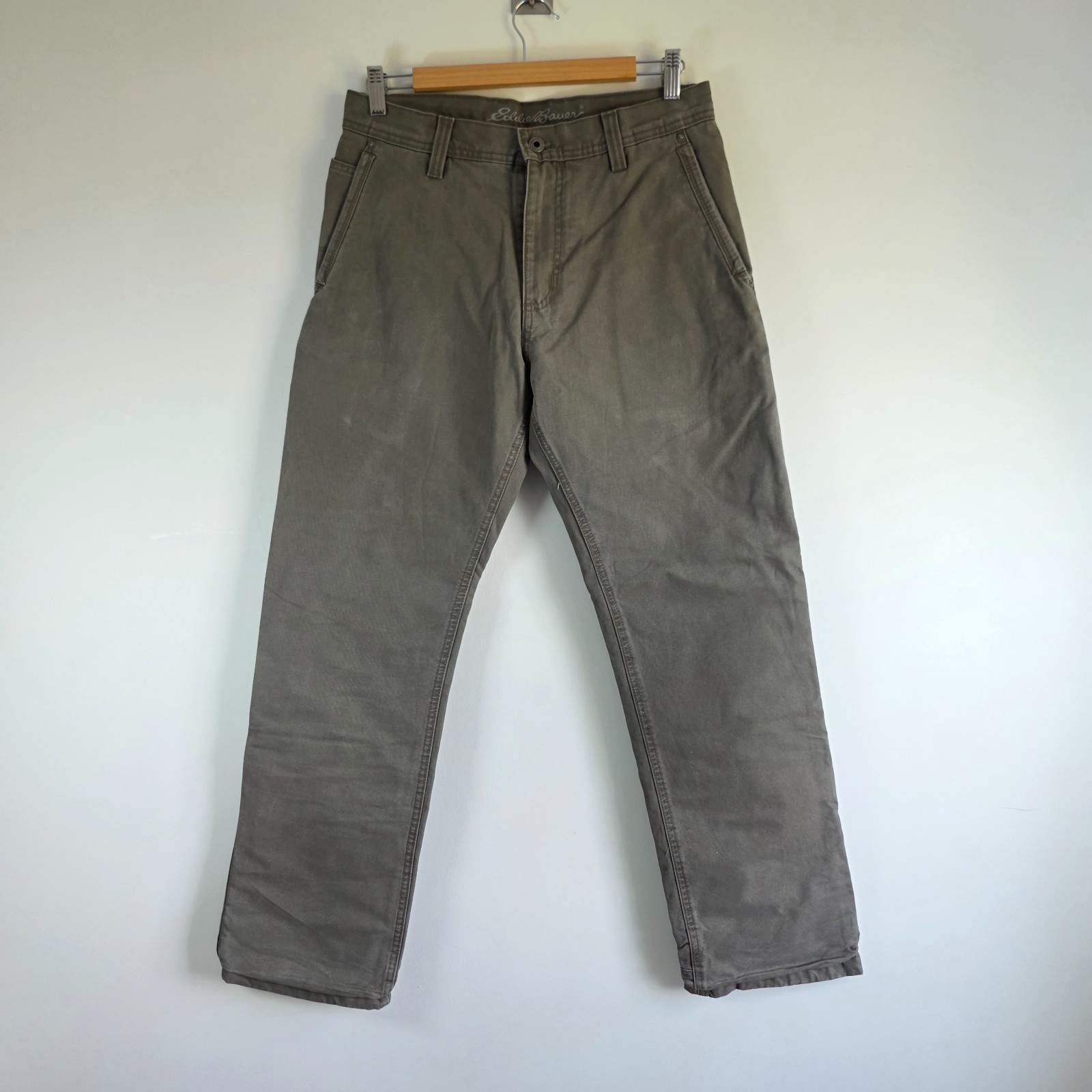 Eddie Bauer Carpenter Pants W30 L32 Grey Fleece Lined Workwear Utility Gorpcore image 3