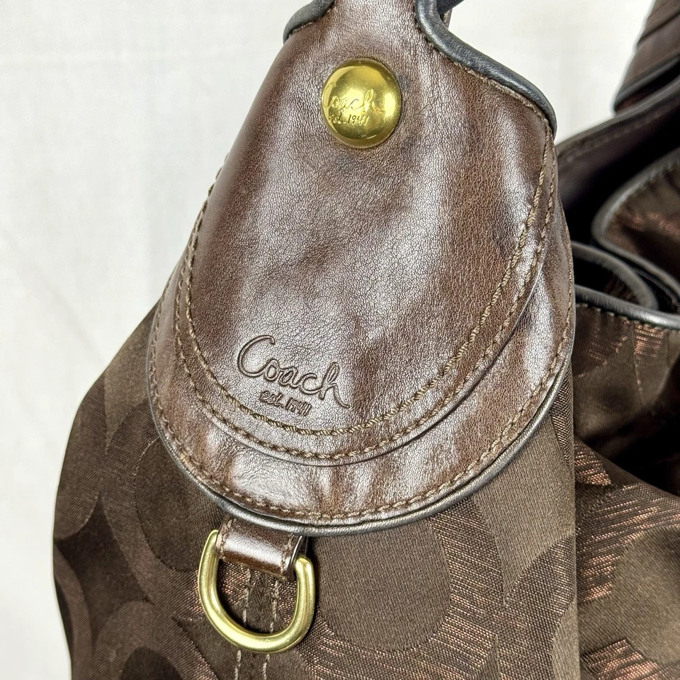 Coach Cambridge Op Art Handbag Tote XL Brown Satchel Y2K LTD Edition Authentic - Image 3 of 4