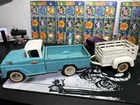 1960 Tonka Toys Fleetside Pickup Truck Turquoise White Top Pressed Steel W Trail