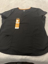Scrubstar Scrub Top Womens Extra Large Black Two Pockets Medical Uniform